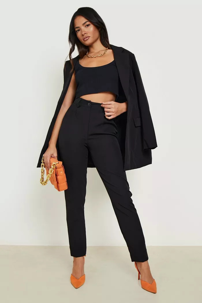 High Waist Tapered Tailored Suit Trousers | Boohoo.com (US & CA)