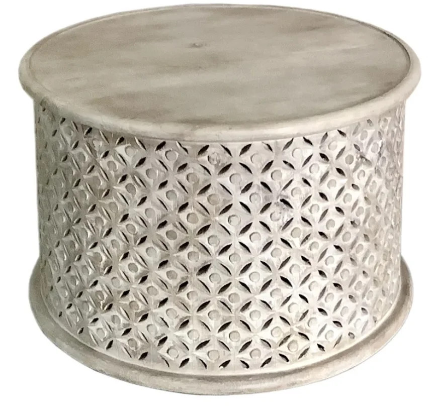 AKBAR Wood Cutout Drum Coffee Table - Walmart.com | Walmart (US)