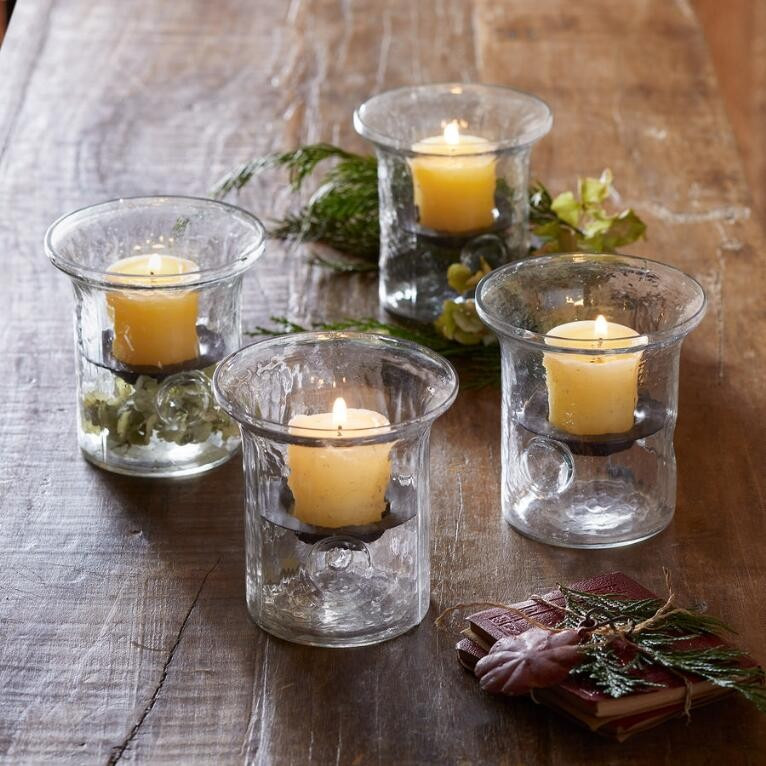 blown glass tabletop hurricanes, set of 4 | Sundance Catalog