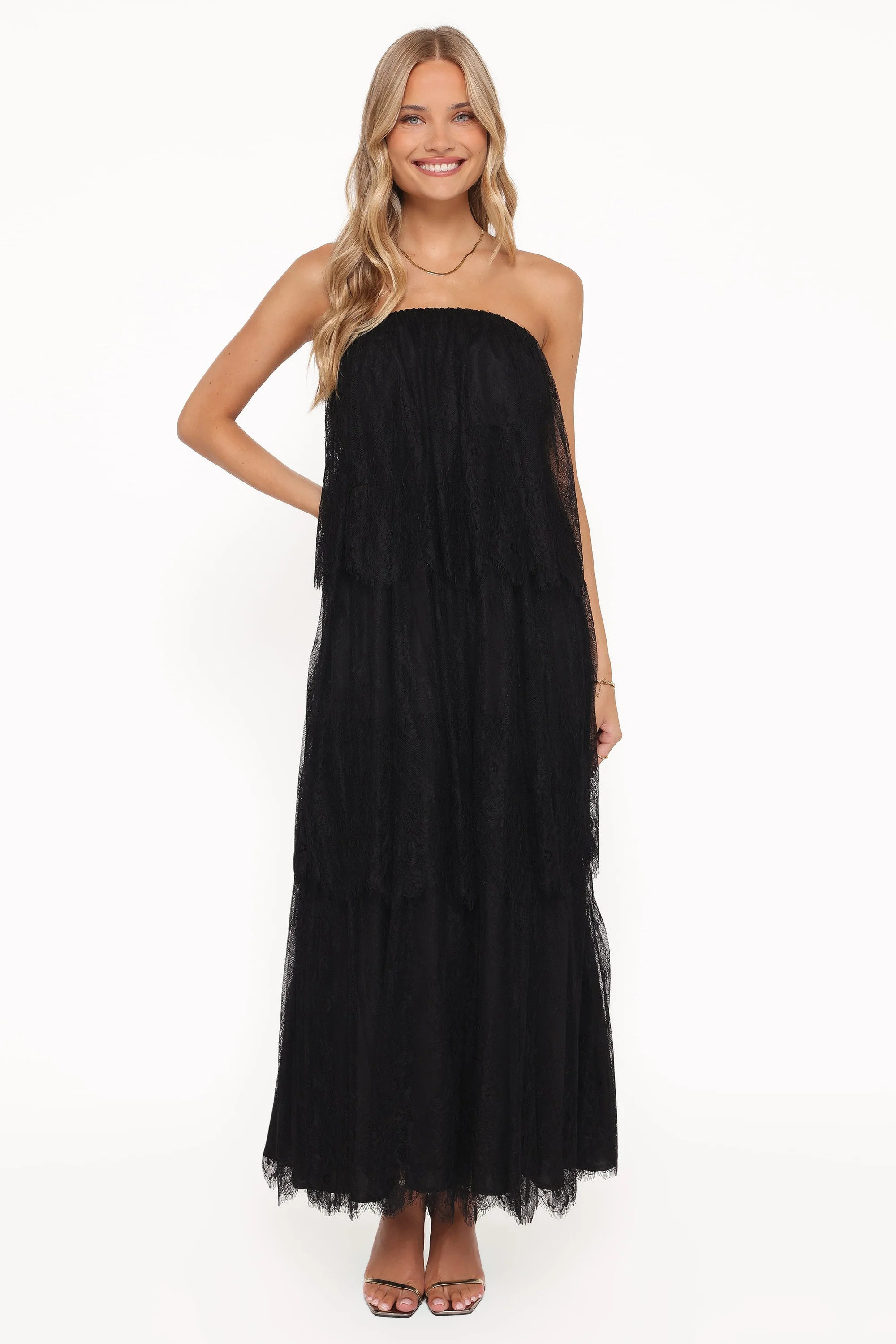 Bloom Strapless Maxi Dress - Black Lace | Petal & Pup (US)