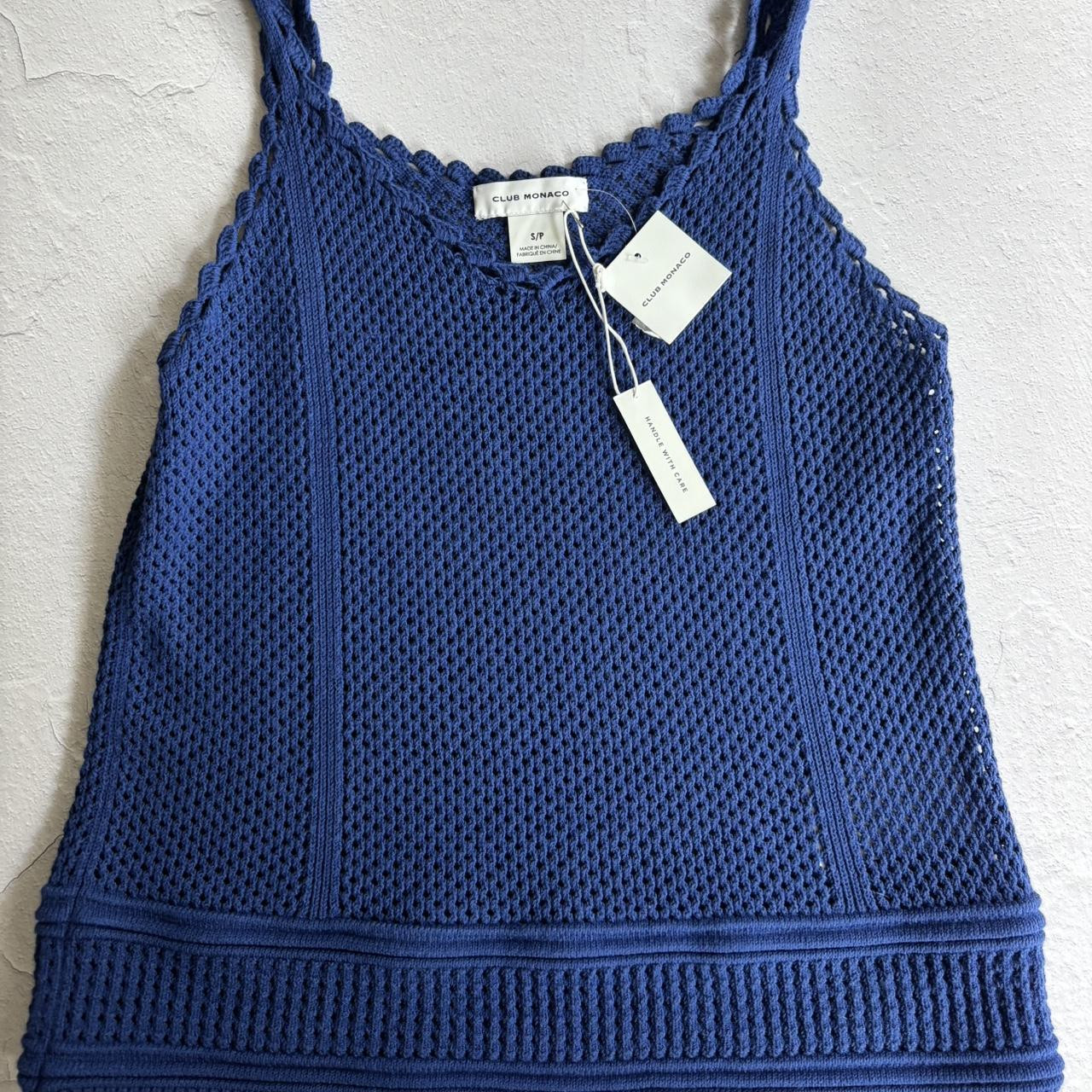 Club Monaco Women's Tank top - Blue/Navy - S | Depop US