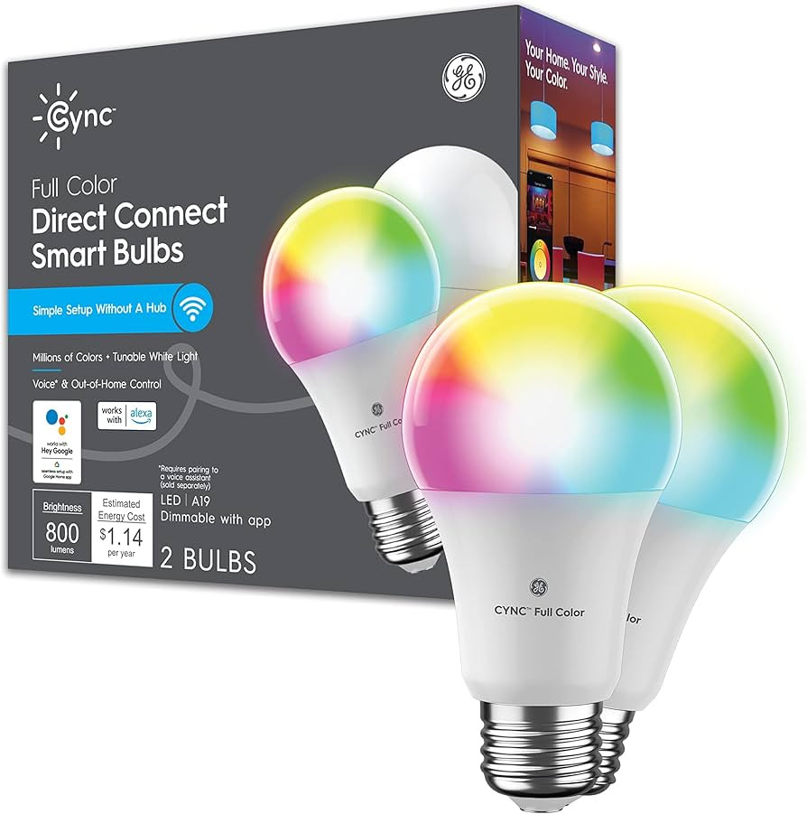 GE CYNC Smart LED Light Bulbs, Full Color and Color Changing, Bluetooth and Wi Fi, Works with Ale... | Amazon (US)