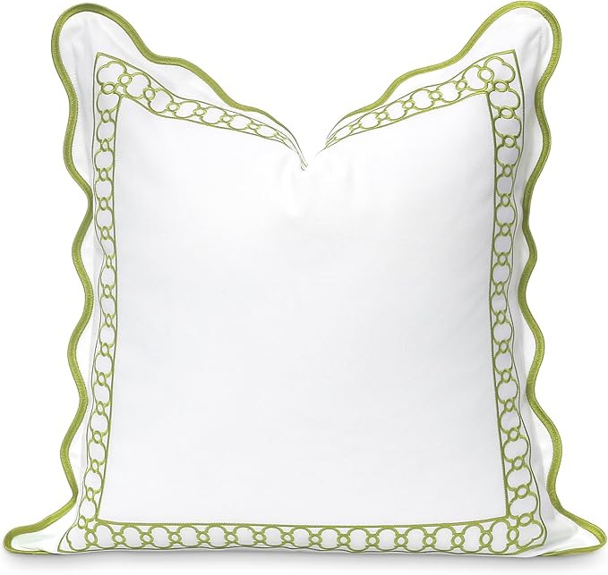 Hofdeco Premium Coastal Patio Indoor Outdoor Scalloped Throw Pillow Cover Only, 20"x20" Water Rep... | Amazon (US)