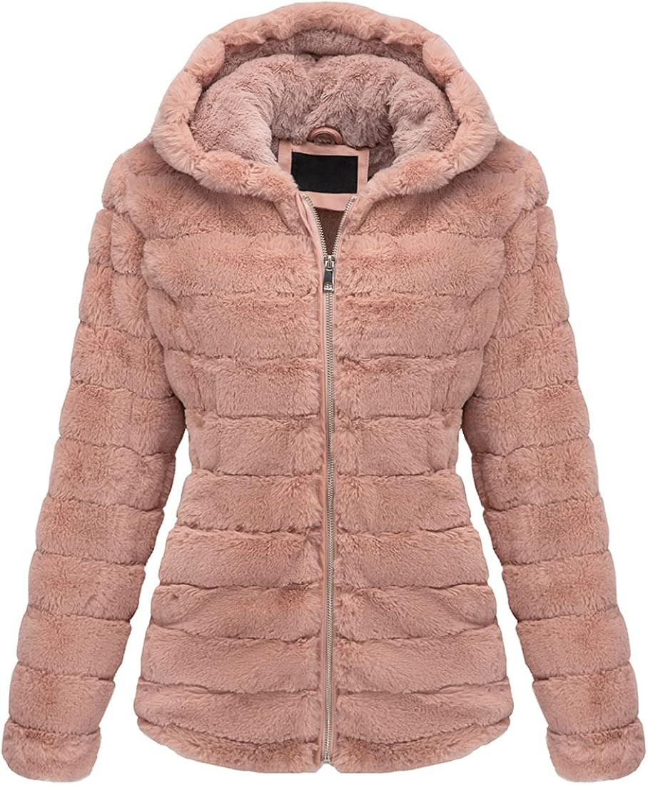 Bellivera Women's Faux Fur Coat Shearling Fluffy Fuzzy Shaggy Hood Sherpa-Lined Fleece Jacket | Amazon (US)