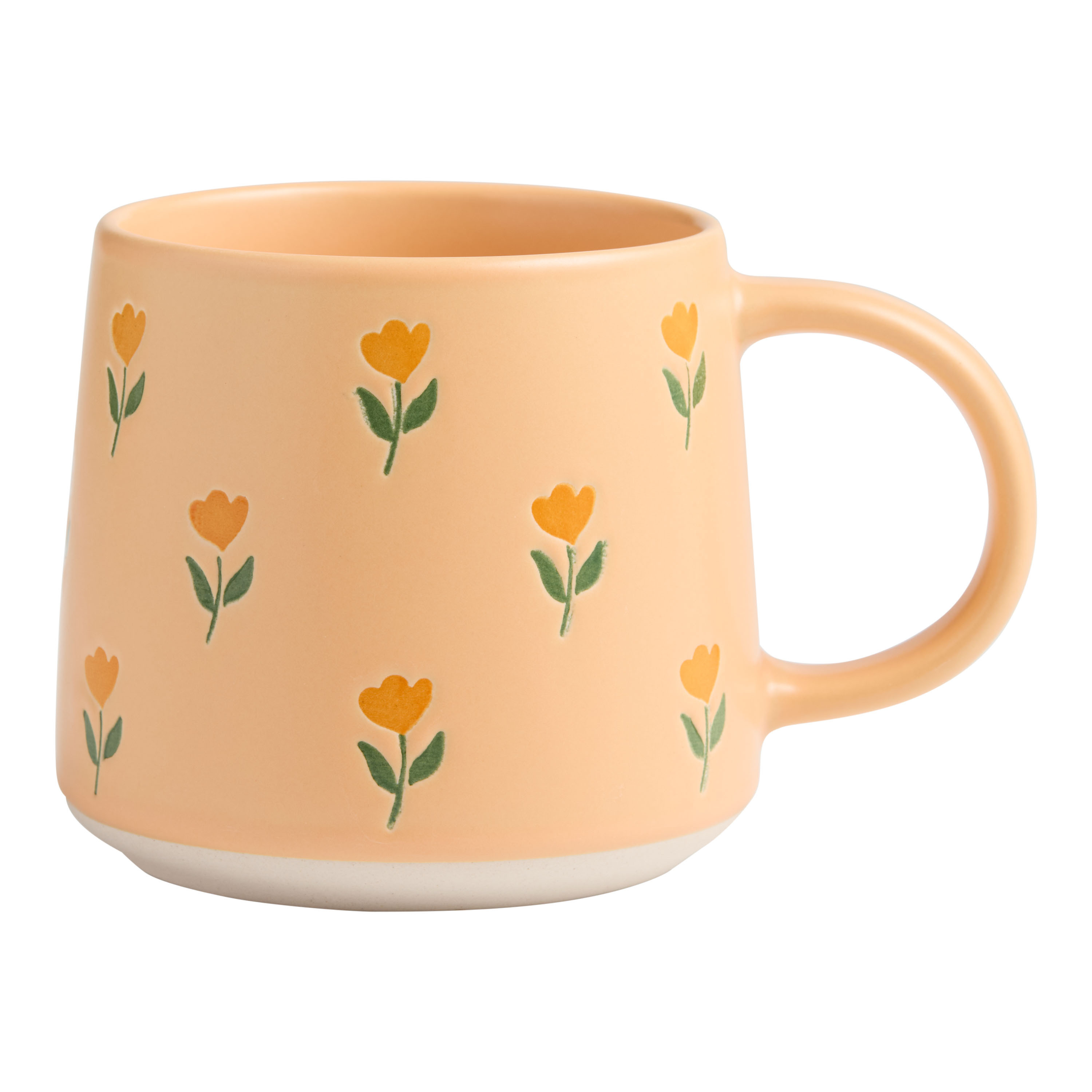 Matte Floral Wax Resist Hand Painted Ceramic Mug | World Market