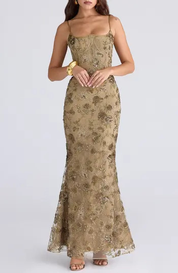 HOUSE OF CB Naima Bronze Embellished Corset | Nordstrom | Nordstrom