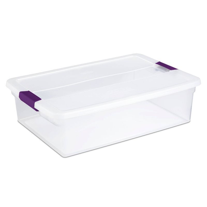 Sterilite 32qt Clear View Storage Bin with Latch Purple | Target