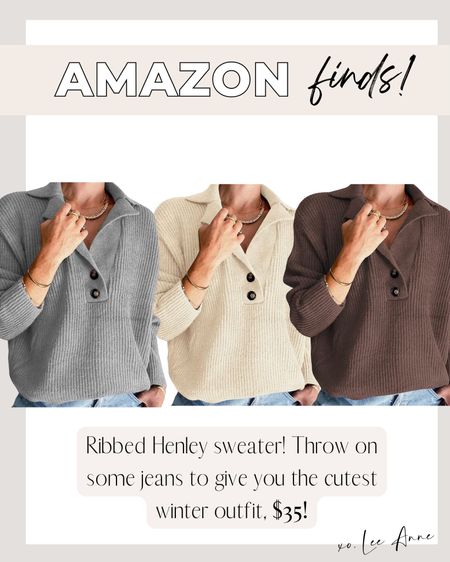 Ribbed Henley sweater! #founditonamazon

#LTKstyletip #LTKunder50 #LTKsalealert