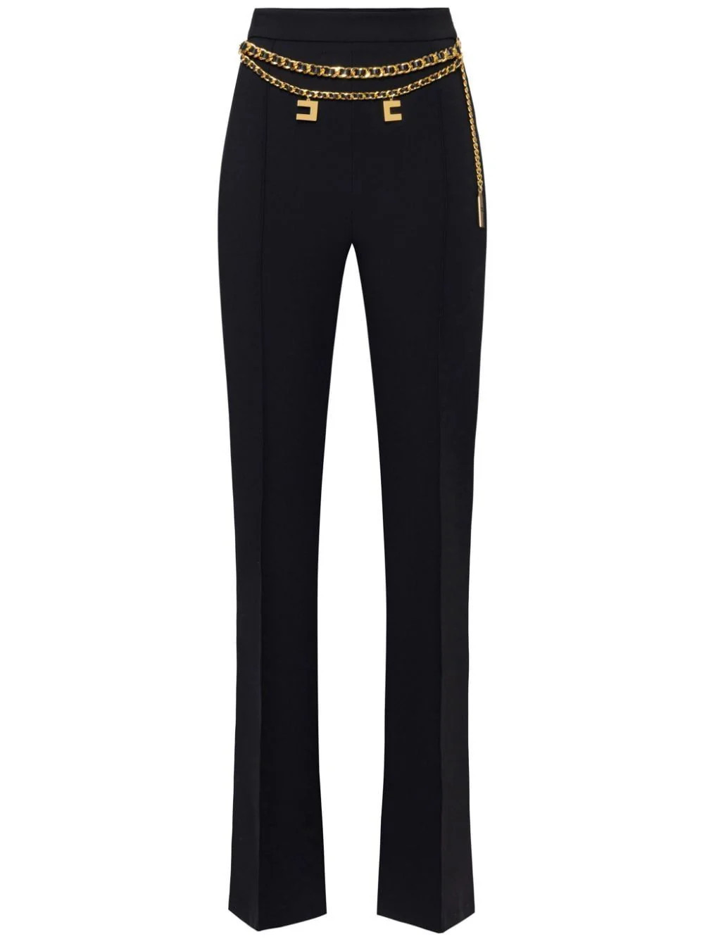 Elisabetta Franchi Women's Stretch Crepe Palazzo Pants With Belt in 110 Nero | Size 42 | PAT3546E2 Color 110 Color NERO | LOZURI