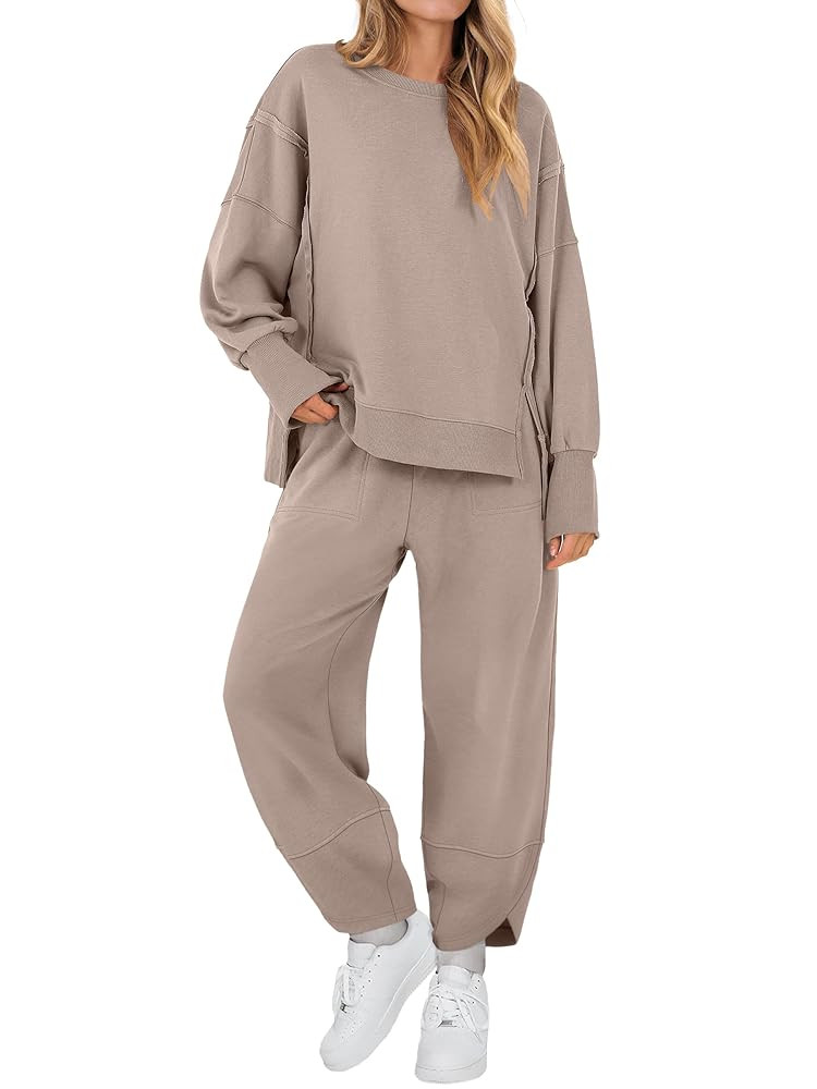 ANRABESS Womens 2 Piece Outfits Sweatsuits Oversized Sweatshirts Barrel Pants Matching Lounge Set... | Amazon (US)