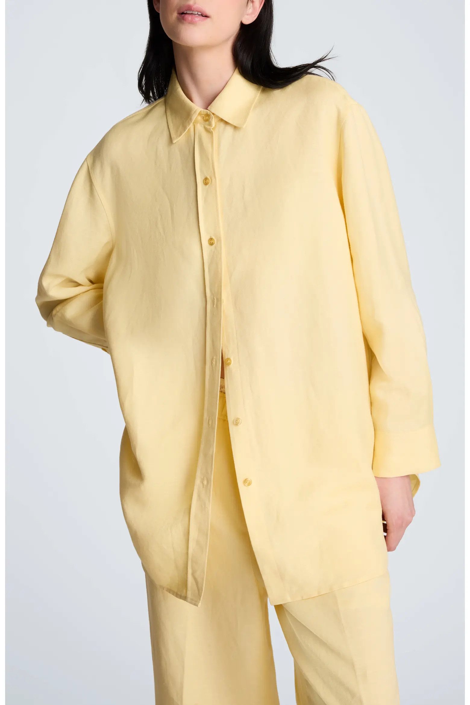 Long Linen Blend Button-Up Shirt (Women) | Nordstrom | Nordstrom