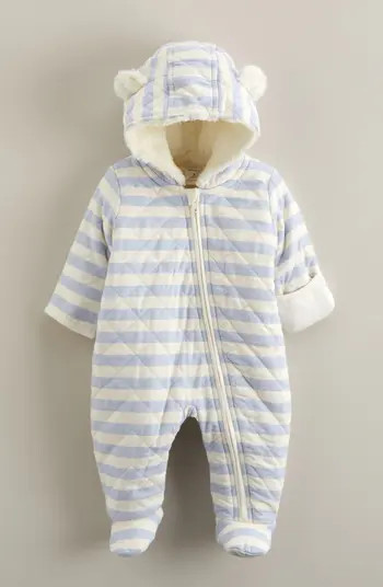 Ear Appliqué Quilted Faux Fur Lined Hooded Bunting | Nordstrom