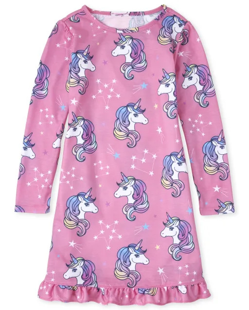 Girls Long Sleeve Unicorn Nightgown | The Children's Place | The Children's Place