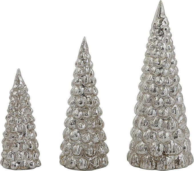 Creative Co-op Glass Set of Tree Figurine, Silver 9 inch | Amazon (US)