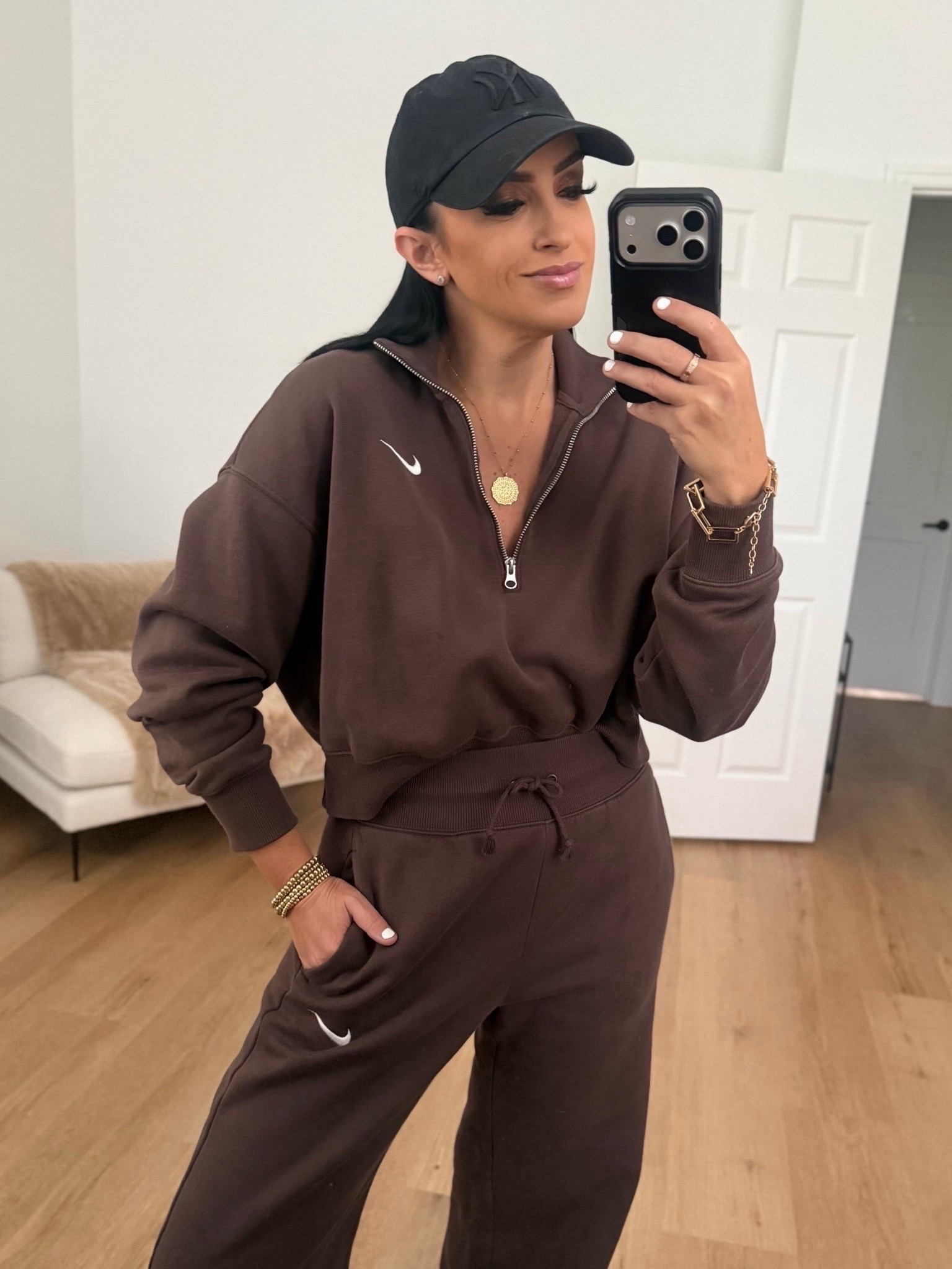 Nike sweatpants wearing size small. Nike 3/4 zip sweatshirt wearing size medium 

