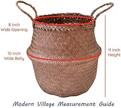 Modern Village Planter Basket, 8 Inch Woven Seagrass in Natural Color for Plants | Amazon (US)