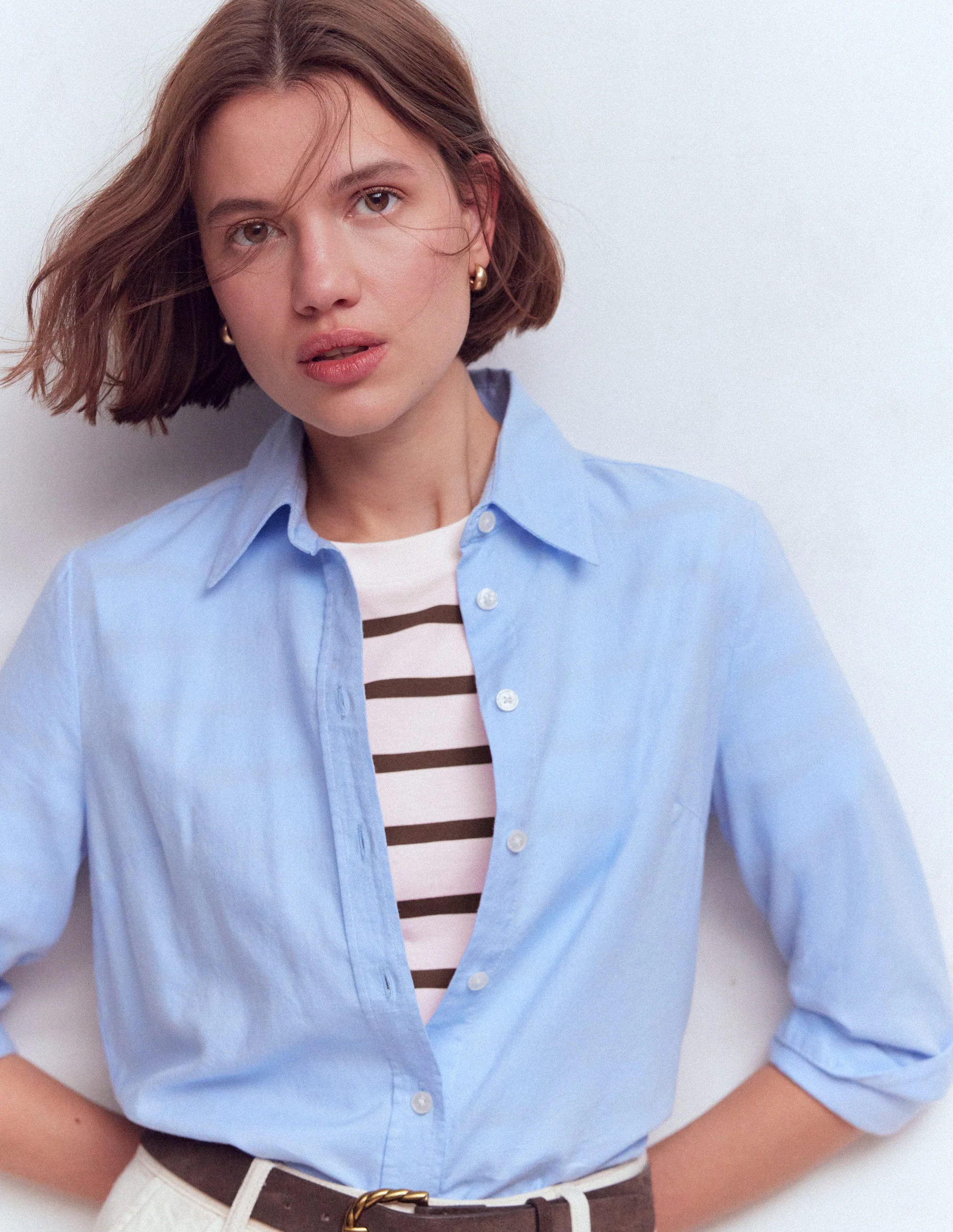 Ren Relaxed Cotton T-shirt-Brown and Ivory Stripe | Boden (US)