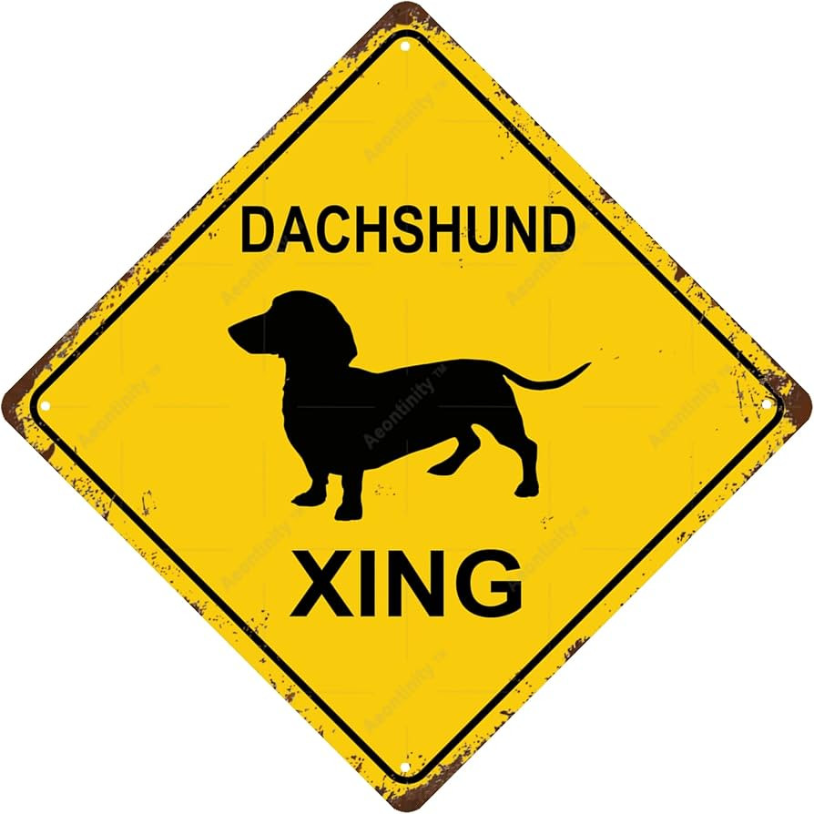 DACHSHUND XING CROSSING/XING DOG Metal Tin Sign Bar Cafe Garage Cave Home Room Wall Bathroom Farm... | Amazon (US)