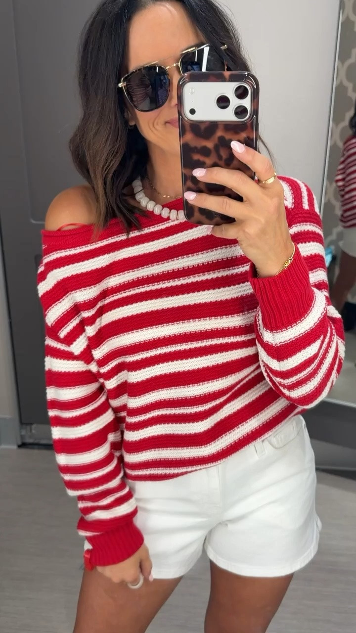 Okay Target understood the assignment with this sweater ❤️ the cutest lightweight knit for summer nights, lake days, and all the patriotic plans! Wearing an xs ✨ #targetstyle #targetfinds #patrioticoutfit #summerstyle #fourthofjulyoutfit #americana #affordablefashion #summeroutfi