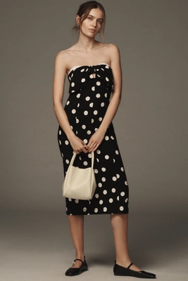By Anthropologie Strapless Bow-Front Midi Dress | Anthropologie (US)