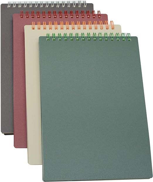 Yansanido Top Bound Spiral Notebook, 4 Pcs 4 Color A5 Size Thick Plastic Hardcover 7mm College Ru... | Amazon (US)