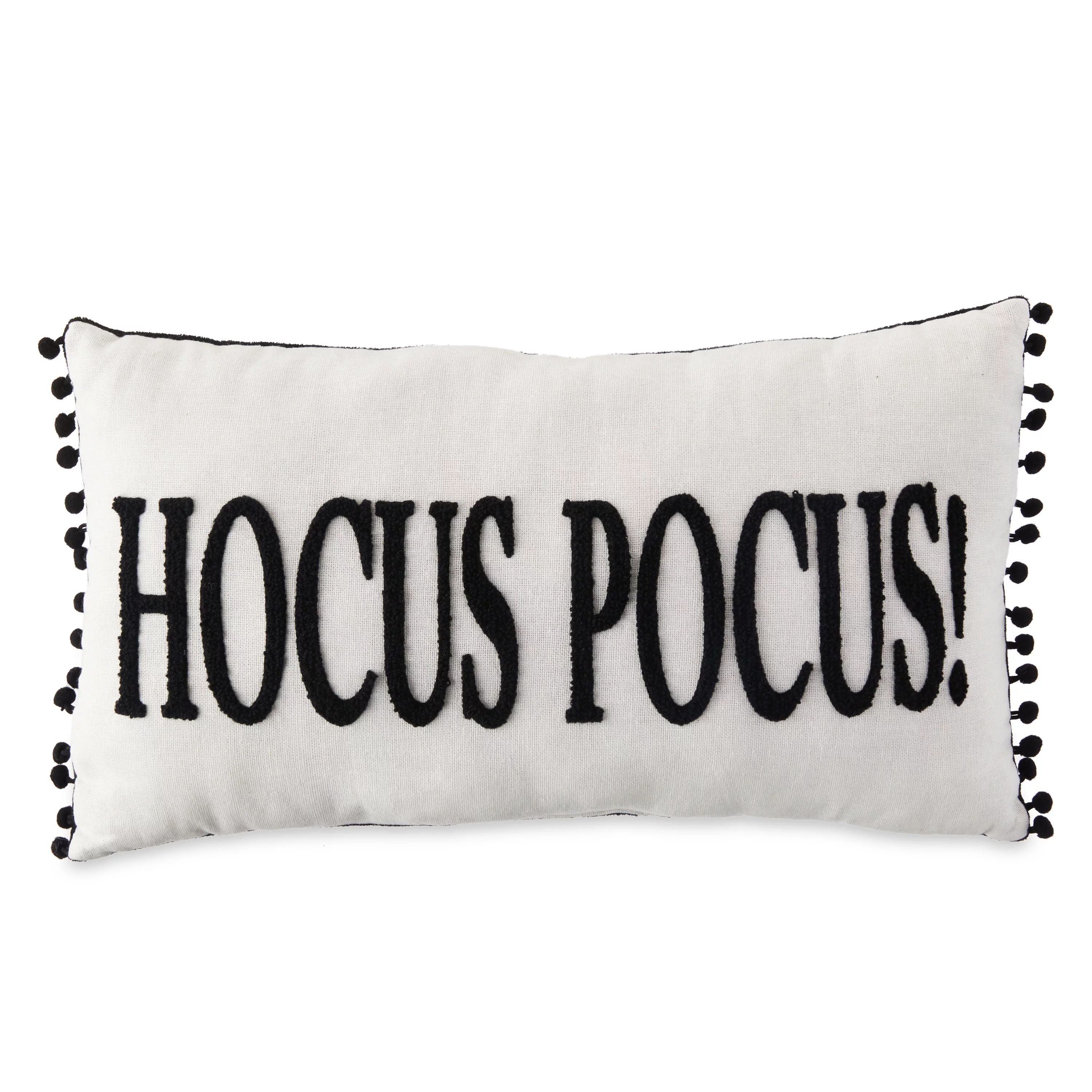 Way to Celebrate Halloween 16in x 9in Decorative White Lumbar Pillow, Hocus Pocus - Walmart.com | Walmart (US)