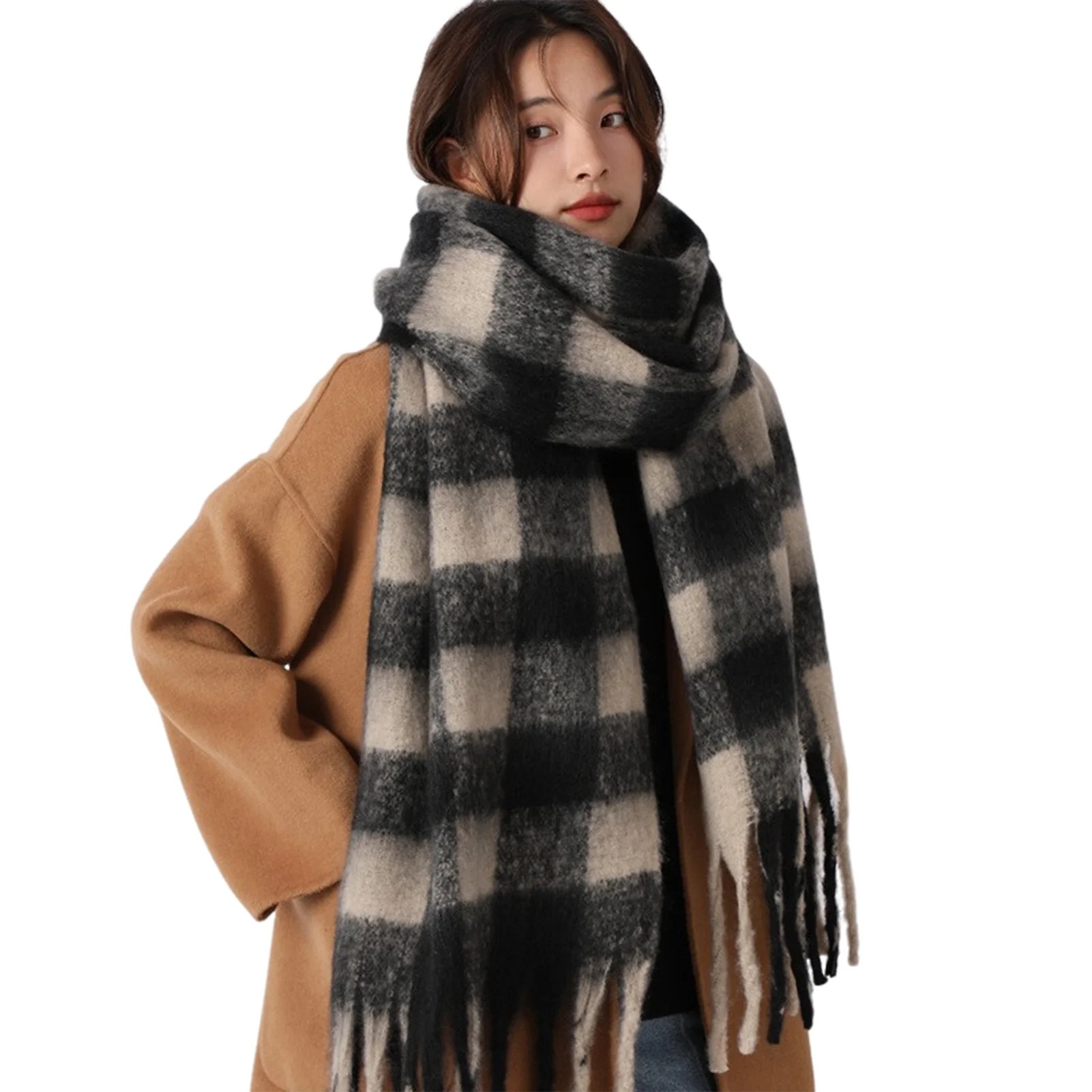 HUANLEDASH Women Scarf Solid Color Tassel Hem Long Scarf French Style Soft Imitation Mohair Fabri... | Walmart (US)