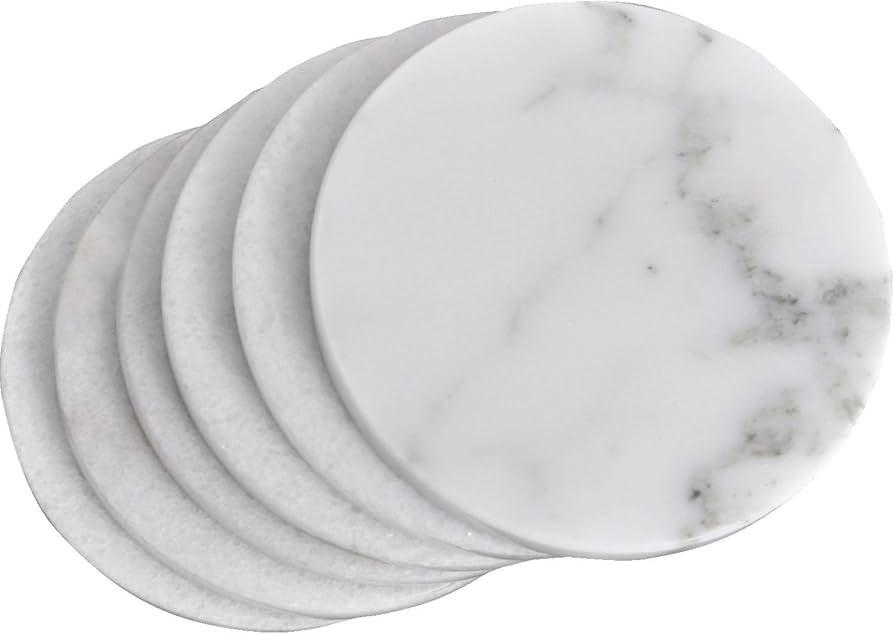 CraftsOfEgypt Set of 4 - White Marble Stone Coasters Polished Coasters – 3.5 Inches (9 cm) in D... | Amazon (US)
