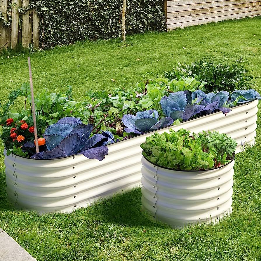 OLLE Galvanized Raised Garden Beds Outdoor Easy Quick Setup, 17" Tall, 4-in-1 Metal Planter Boxes... | Amazon (US)
