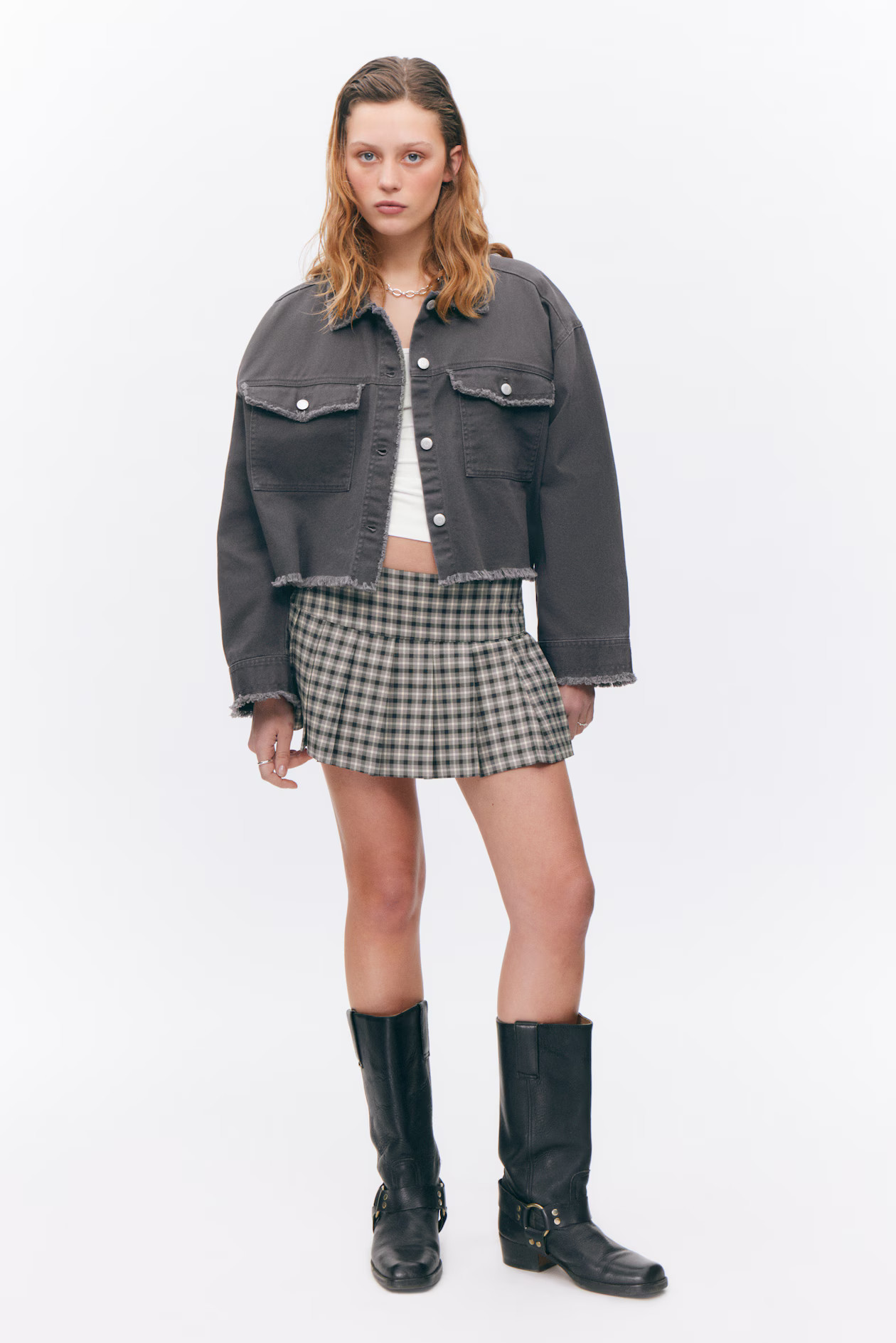 Cropped Boxy Twill Jacket | H&M (UK, MY, IN, SG, PH, TW, HK)