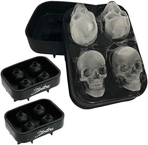 Stritra - 3D Skull Ice Mold (Pack of 2) Easy Release Silicone Mold,8 Cute and Funny Ice Skull for... | Amazon (US)