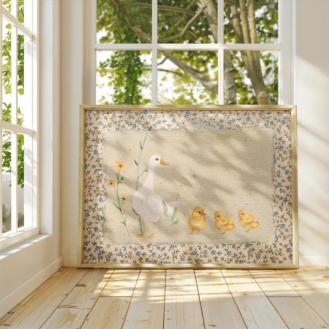 3 Chick Vintage Mother Duck Print, Digital Downloadable Wall Art, Nursery Art, Vintage Painting, ... | Etsy (US)