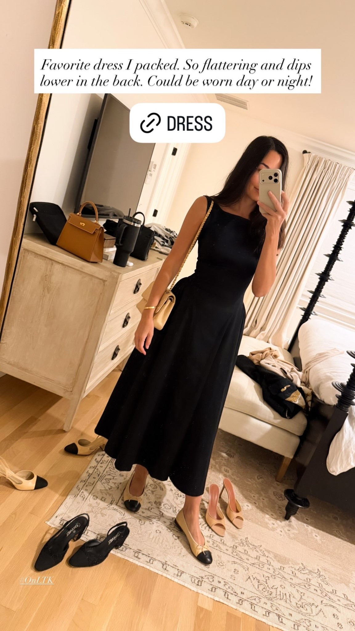 Favorite dress I packed. So flattering and dips lower in the back. Could be worn day or night! Little black dress.

#LTKootd #LTKstorytime #LTKSeasonal
