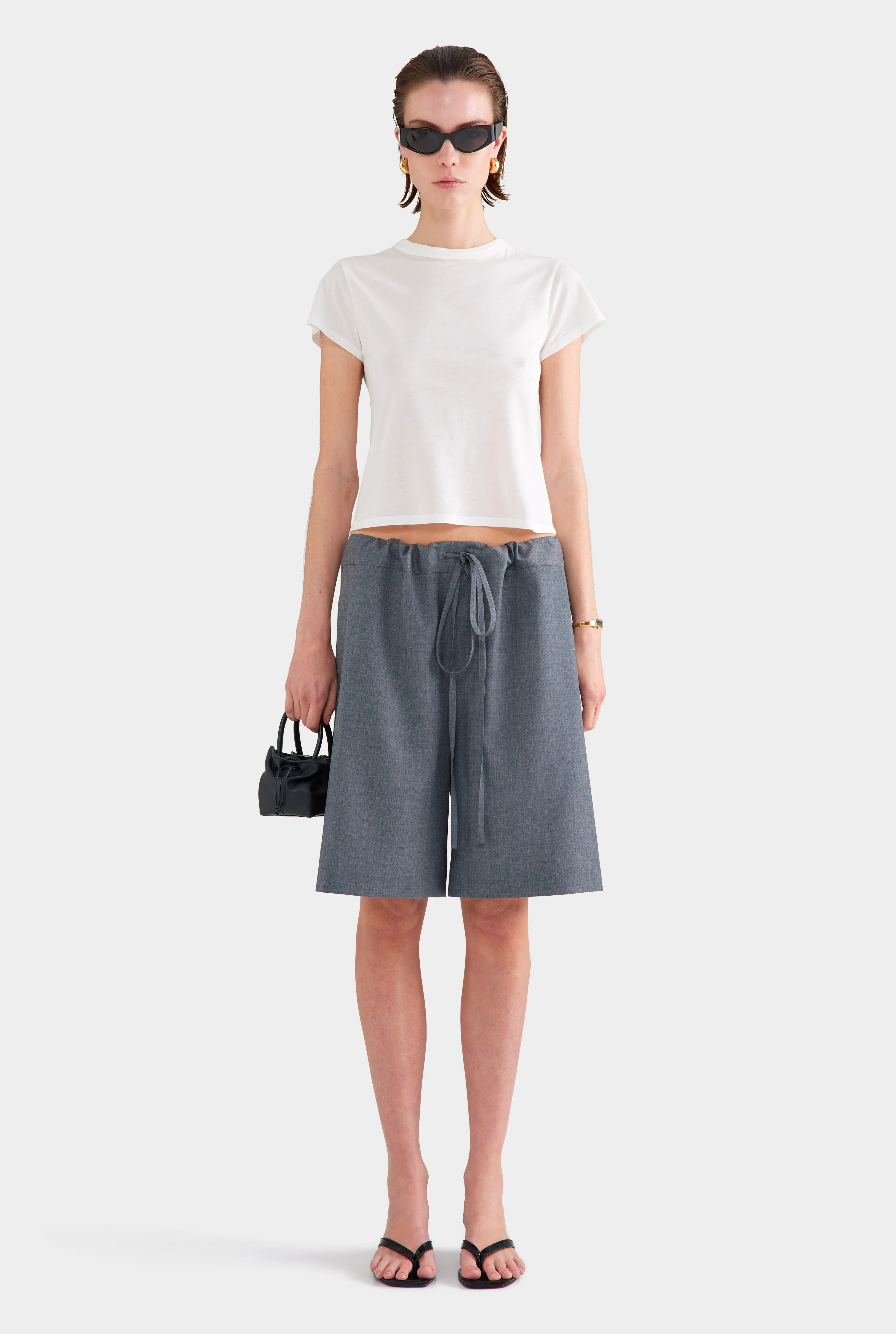 Drawstring Wool Bermuda Short Dark Grey Marl | Venroy | Venroy AU