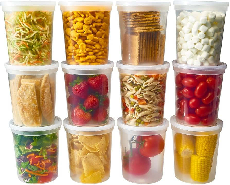 DuraHome - Deli food Storage Containers with Lids 32 oz, Quart Pack of 24 Leak-proof Freezer Safe... | Amazon (US)