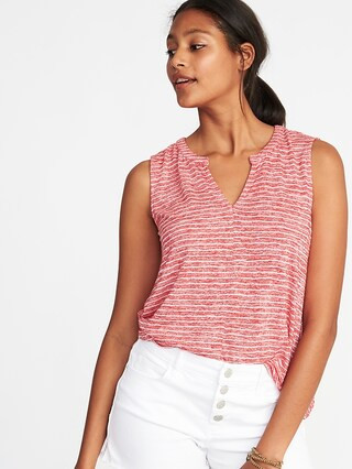 Relaxed Sleeveless Split-Neck Top for Women | Old Navy US