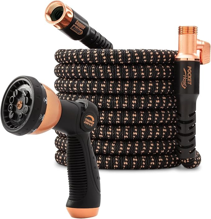 Pocket Hose Copper Bullet Expandable Garden Hose 75 FT w/10 Pattern Thumb Spray Nozzle AS-SEEN-ON... | Amazon (US)
