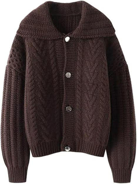 CHARTOU Women Winter Thick Cardigan Lapel Collar Button Down Chunky Knit Coatigan Sweater Jacket | Amazon (US)
