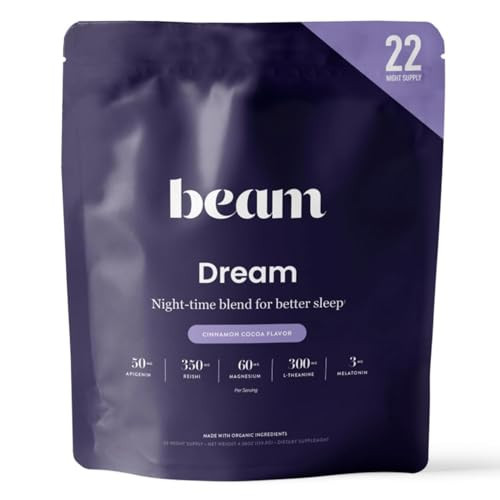 Beam Dream Sleep Powder Cinnamon Cocoa, L-Theanine, Apigenin, Reishi & Magnesium, Third Party Tested Natural Sleep Aid & Sleep Supplement, Health and Wellness Gift, Natural Sleep Support, 22 Servings | Amazon (US)