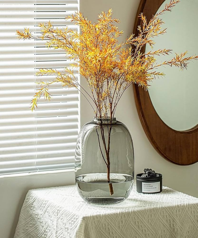 GeLive Primary Colored Glass Vase, Clear Tabletop Vase, Floor Vase, Flower Arrangement for Long S... | Amazon (US)