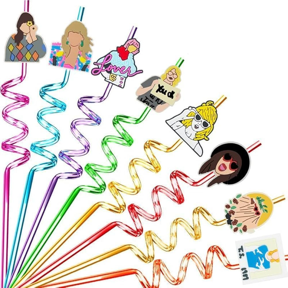 24pcs Popular Party Favors Straw Popular Music Themed Reusable Plastic Straws Taylorr Themed Birt... | Amazon (US)