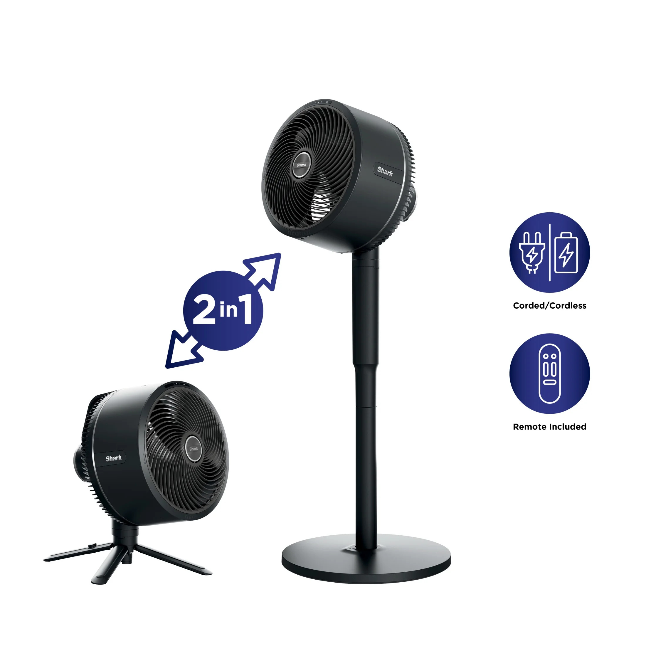 Shark FlexBreeze Cordless Fan, 24-Hr Battery, Pedestal & Tabletop, Indoor & Outdoor, 5 Speeds, FA... | Walmart (US)