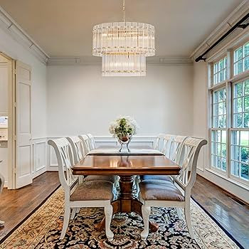 TOCHIC Modern Glass Chandeliers, 2 Tiers Gold Farmhouse Chandelier for Dining Room, 6 Lights Foye... | Amazon (US)