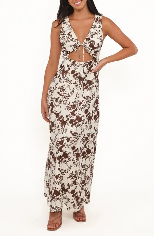 Petal & Pup Noemi Floral Print Maxi Dress in Brown Floral at Nordstrom, Size Large | Nordstrom