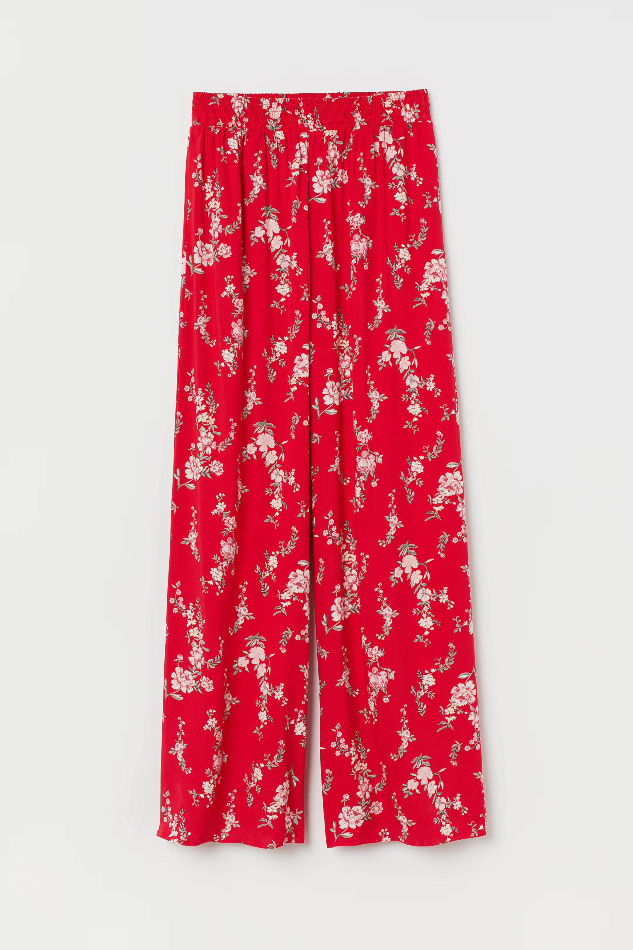 Pantalon ample - Rouge/fleuri - FEMME | H&M FR | H&M (FR, IT, ES, PT, BE)