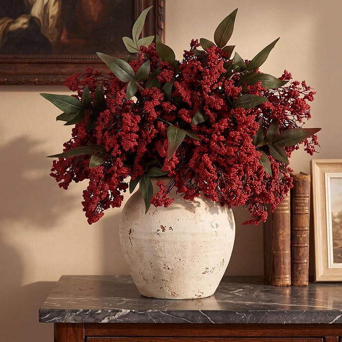 9 Pcs Artificial Nandina Berry Stem for Vase 15.7" Realistic Faux Berry Stem Fake Plant Branches ... | Amazon (US)