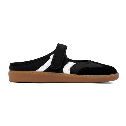 Mary Jane Sneakers for Women Slip on Mules Walking Flats,Black White,8 | Amazon (US)