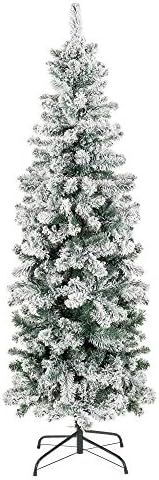 Best Choice Products 6ft Snow Flocked Artificial Pencil Christmas Tree Holiday Decoration w/Metal... | Amazon (US)