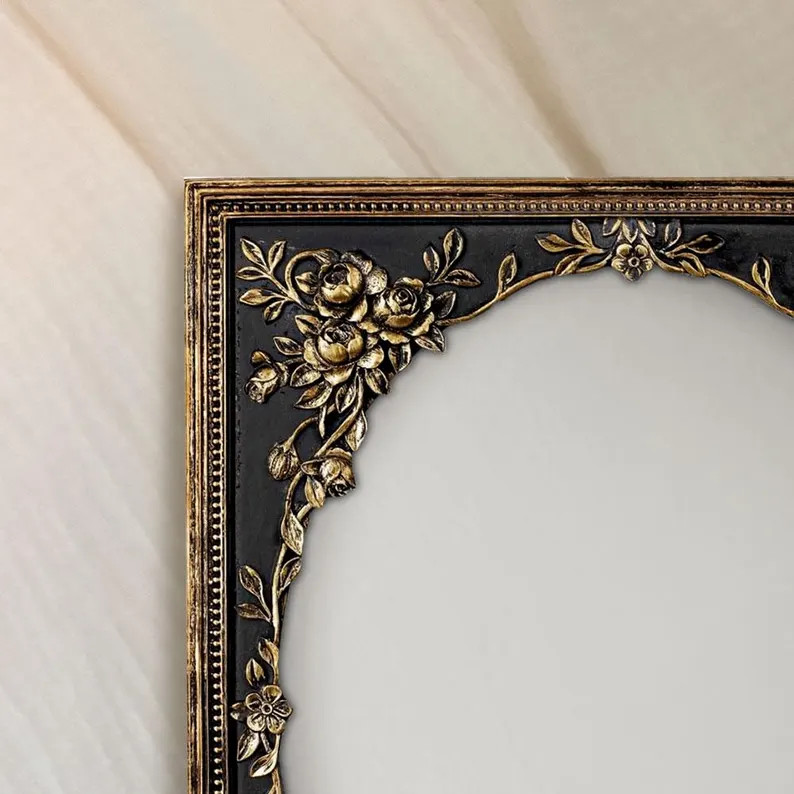 8x10 Black and Gold Floral Vintage Style Picture Frame + Found Paper Art - Etsy | Etsy (US)