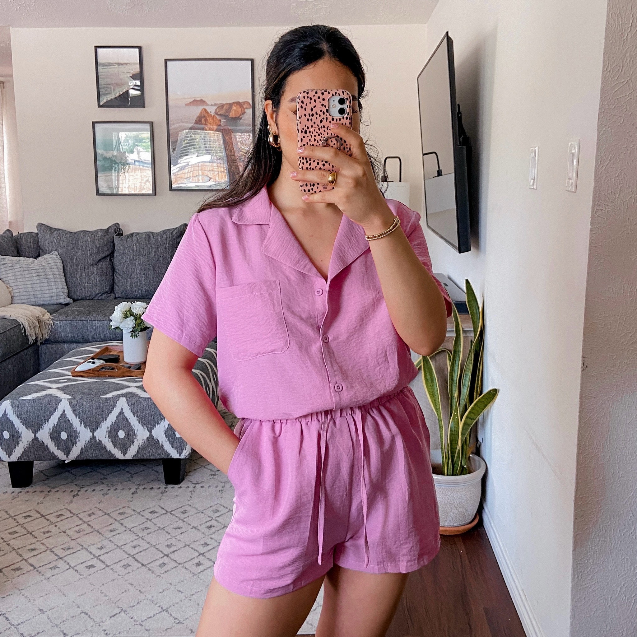 i’m wearing this set in a size medium and it fits true to size. the fabric is lightweight, opaque, non scratchy. the bottoms have an elastic waistband and pockets. the top is baggy and comfortable. this set is available in 6 other colors  

#LTKstyletip #LTKfindsunder50 #LTKsalealert